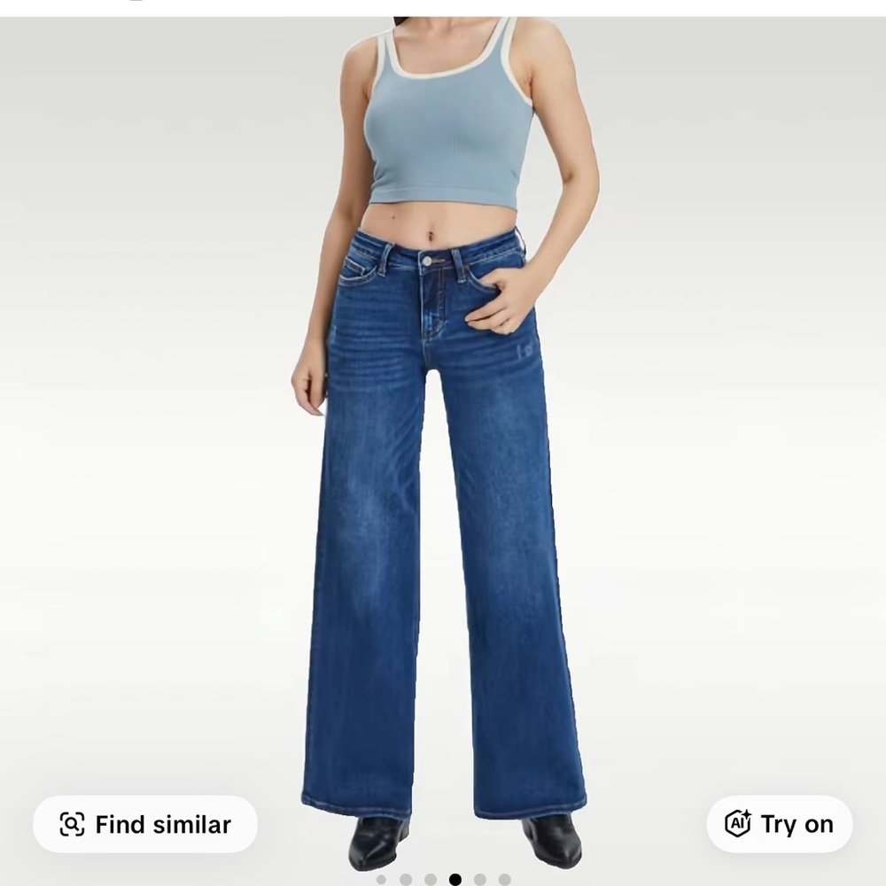 Women's Wide Leg Blue Jeans